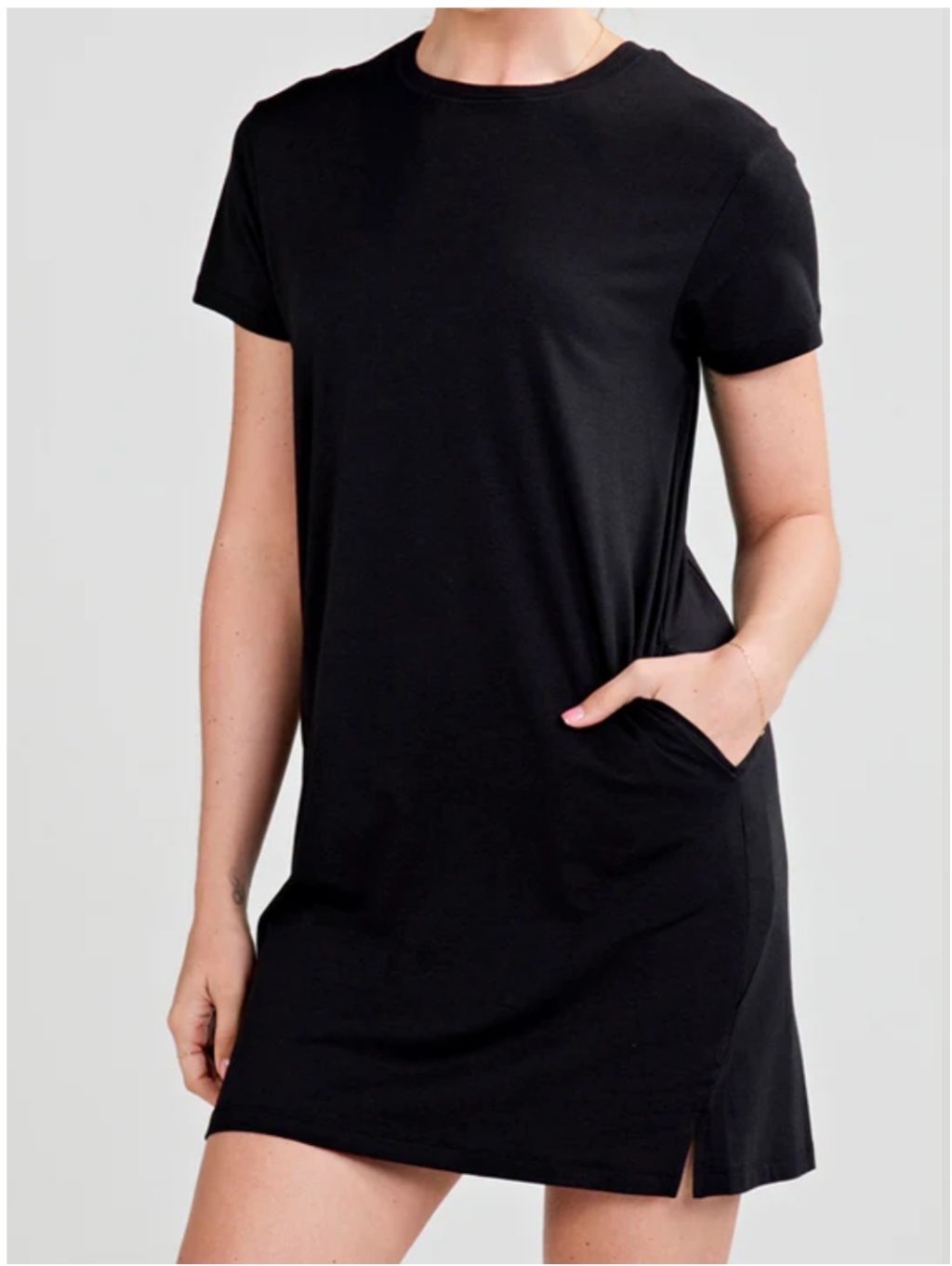 Tasc Women's Xl Black All Day T-Shirt Dress With Pockets. Nwt